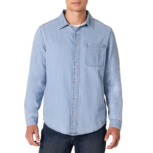 Amazon Essentials Men's Regular-Fit Long-Sleeve Button-Down Denim Shirt
