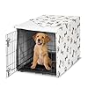 Sweet Jojo Designs 36in. Medium Dog Crate Cover (Bones and Paw Prints) Pet Cage, Kennel Covers (Modern, Cartoon, Doggy, Puppy, Neutral, Paws Print, Whimsical, Brown, Tan, Grey, Taupe and Off White)
