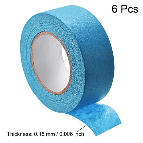 Image of uxcell 6Pcs 25mm 1 inch Wide 20m 21 Yards Masking Tape Painters Tape Rolls Light blue