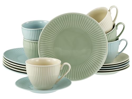 CreaTable, 24032, Serie Valencia Pastell, 18-teiliges Geschirrset für...