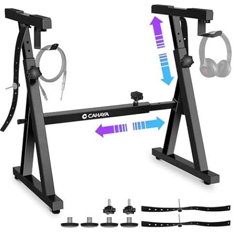 CAHAYA Keyboard Stand Piano Adjustable - Z Style Piano Stands Heavy Duty Stable and Portable with Height and Width Adjustable Fits for 54 61 76 88 Keys Electric Pianos Black Cover