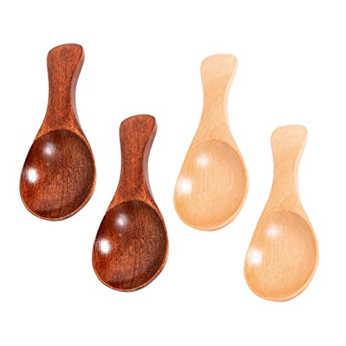 Beaupretty 4個 小さな木製アイスクリームスプーン 滑らかな丸型ヘッド 快適なグリップ付き 塩すくい用 素材で食品直接接触対応