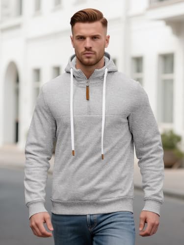 Mens Fleece Quarter Zip Pullover Hoodies for Men Long Sleeve Casual Hoodies Drawstring Fashion Sweatshirt2