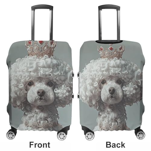 Travel Luggage Cover Elastic Suitcase Cover White Toy Poodle Luggage Cover Anti-Scratch Suitcase Protector Washable Dustproof Baggage Cover Fits 18-32 Inch Luggages L3