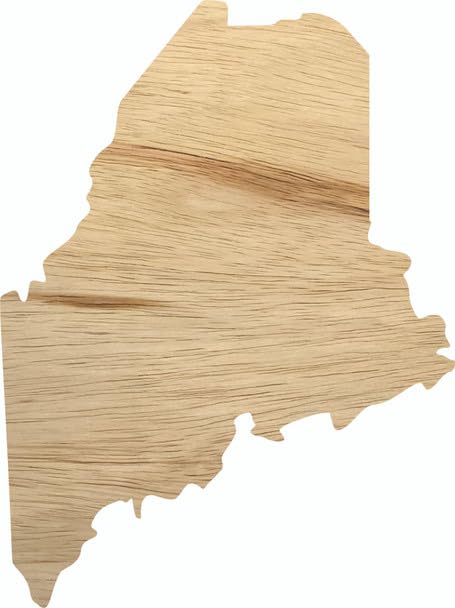 Maine Wooden State 4" Cutout, Unfinished Real Wood State Shape, Craft