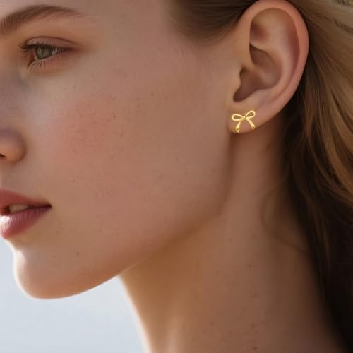 SLUYNZ Solid 925 Sterling Silver Tiny Bow Earrings Stud for Women Teens Small Bowknot post Stud Earrings2