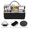 Art Craft Storage Tote Bag, Desktop File Folder Tote Storage Organizer with Multiple Pockets, Oxford Fabric Foldable Art Supplies Carrying Bag Case for Art, Craft, Scrapbooking Office Storage (Black) #4