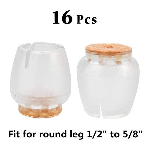 Jocon Sf14 Chair Leg Wood Floor Protectors With Felt Furniture Pads, Chair Glides Feet Silicone Caps, 16 Pack Fit Round Leg 1/2" To 5/8" Inch (12-16Mm) #TOP5