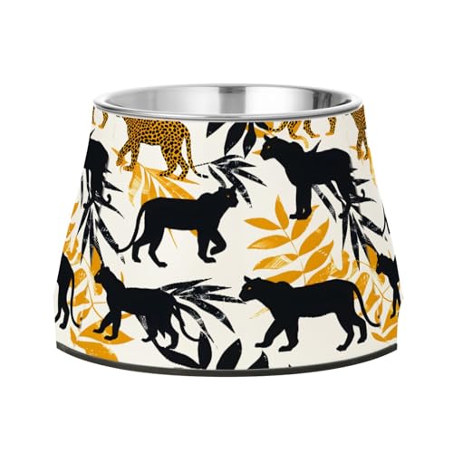 Ciotola rialzata per cani leopardi, 540 ml, in acciaio inox, antiscivolo, ad alta capacità
