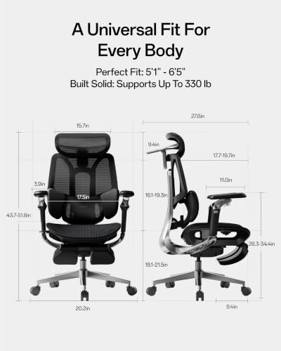 Image of Hbada E3 Pro 2026 Edition Ergonomic Office Chair, Mesh Desk Chair with 3-Zone Floating Lumbar Support, Upgraded 4D Headrest, 720 Armrests, Black with Footrest