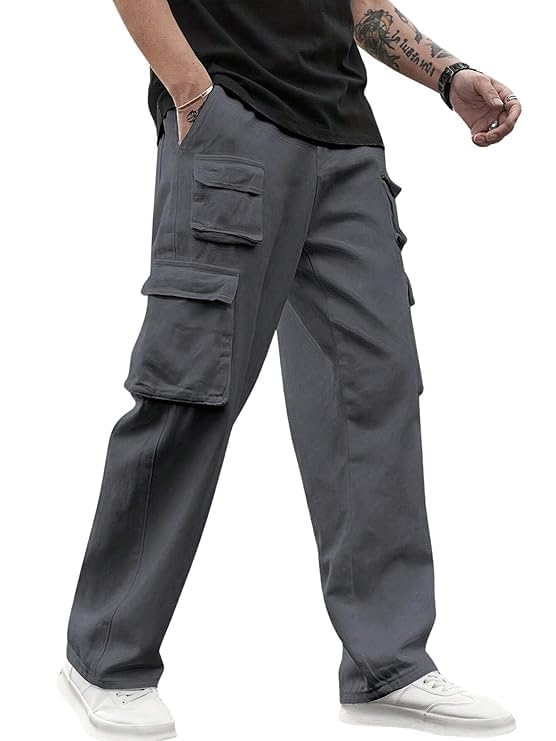 Men Cargo Pants 100% Cotton | Relaxed Fit Utility Cargos for Men with 6 Pockets | Breathable Durable Fabric | Casual Streetwear Travel & Outdoor Pants-image-30
