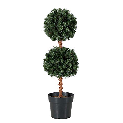 Home Heritage 3 Foot Artificial Topiary Tree w/Clear Lights for Entryway Decor