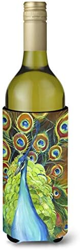 Caroline's Treasures JMK1150LITERK Bling Peacock Wine Bottle Hugger Bottle Cooler Sleeve Hugger Machine Washable Collapsible Insulator Beverage Insulated Holder image 2