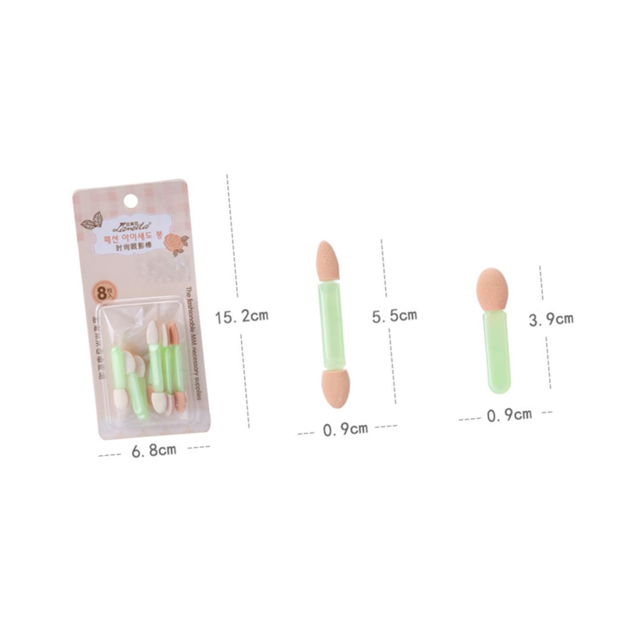 FRCOLOR Soft Sponge Eye Shadow Applicator Stick 8pcs Double-ended Makeup Brush for Natural to Dramatic Looks Random Color
