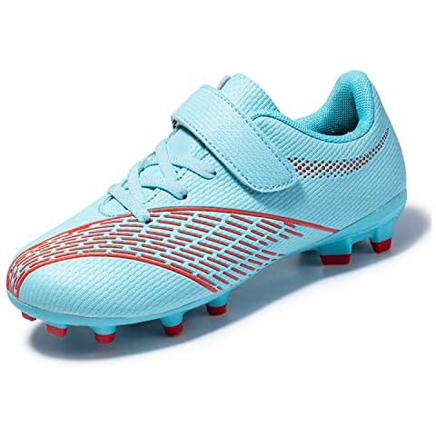 GWMDKI Kids Football Boots Boys Girls Spikes FG/AG Football Shoes Teenager Soccer Athletics Training Shoes Indoor Outdoor Sports Sneakers Blue Cover