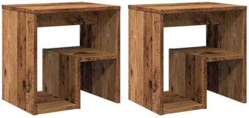 Ma sélection meuble et accessoires chambre vidaXL Tables de Chevet 2 pcs Vieux Bois 40x30x40 cm Bois d'ingén...