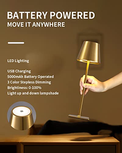 Kdg AMZ-TBL-003-2-G Pack Cordless Table Lamp,Portable Led Desk Lamp, 5000Mah Battery Operated, 3 Color Stepless Dimming Up, For Restaurant/Bedroom/Bars/Outdoor Party/Camping/Coffee Shop Night Light thumb #5