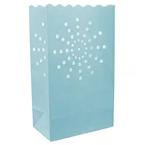 50 Pk - CleverDelights Blue Luminary Bags - Sunburst - Flame Resistant Luminaria - Wedding Christmas