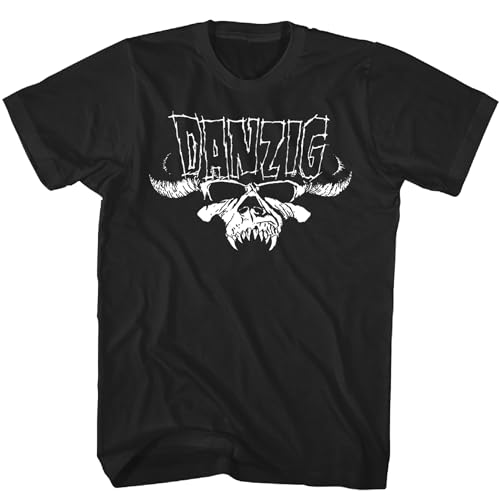 2Bhip Mens Danzig Skelly Logo Short Sleeve 90s Metal Band Vintage Style Graphic T Shirt - Black - 3X-Large