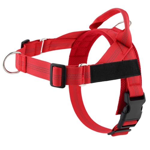 ParoPet No Pull Dog Harness, Breathable Mesh Escape Proof, Adjustable Anti-Choke Vest (Red-A,XS)