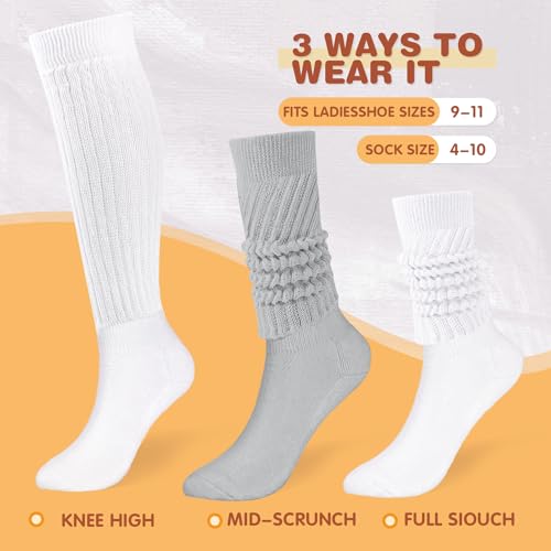 Image of Buauty Slouch Socks for Women, Soft Extra Long Chunky Scrunch Knee High Sock Winter Knit Slouchy Socks Leg Warmmers