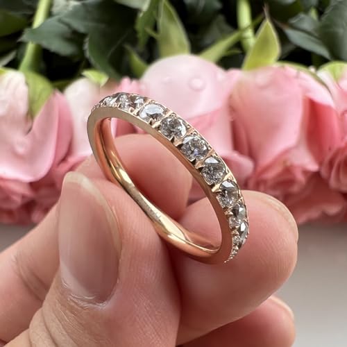 3mm Silver/Black/Gold/Rose Gold Stackable Titanium Rings for Women Cubic Zirconia Engagement Promise Eternity Wedding Bands Comfort Fit2
