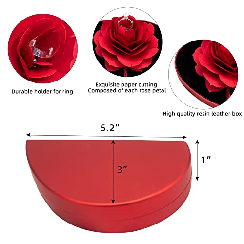 Image of wonuu Engagement Ring Box,Ring Rose Box Surprise Jewelry Storage Holder for Woman as Proposal Engagement Ring Jewelry Gift Case in Valentine's Day ect. (Heart Shaped-Pink)