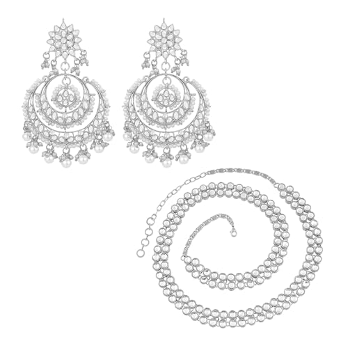 Image of Peora Traditional Ethnic Kundan Pearl Traditional Jewellery Set Gift for Women