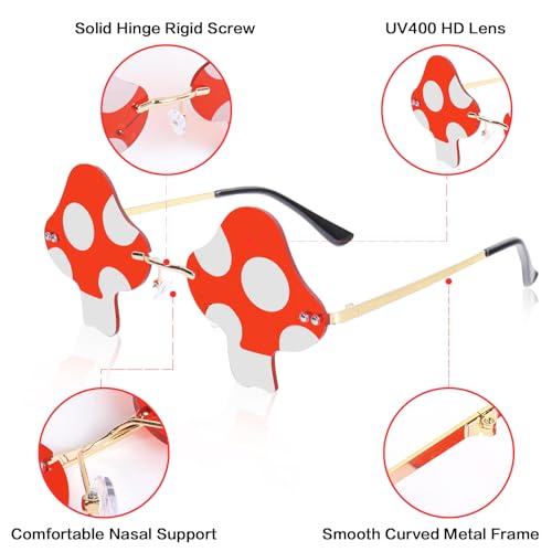 Rimless Mushroom Shape Sunglasses for Women Men Party Halloween Christmas Cosplay Glasses Prom Accessories4