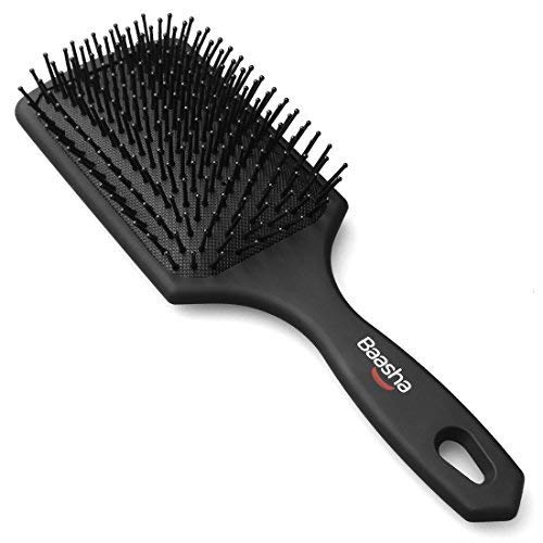 Baasha Large Square Paddle Brush, Detangling Hair Brush, Flat Hair Brush for Women Long Hair, Hair Brushes For Detangling, Paddle Hair Brush for Wet Hair, Cushion Paddle Brush Square Black