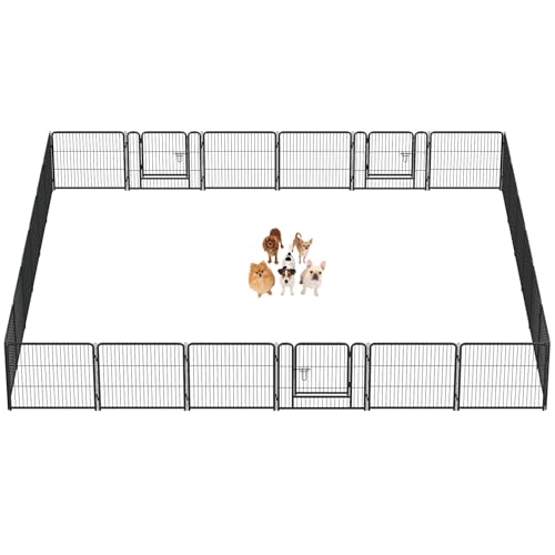 Image of DUMOS Dog Playpen 24 Inch 24 Panels Indoor Outdoor Metal Pet Fence | Foldable Dog Play Pen with Door, Portable Exercise, RV Camping, Puppy Small Dogs