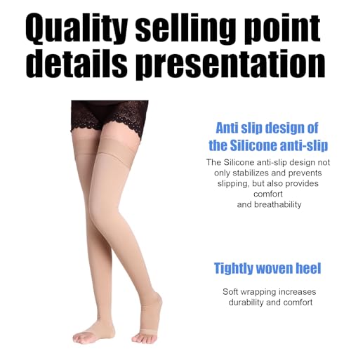 Image of 20-30 mmHg Thigh High Compression Socks for Women and Men,Toeless Compression Stockings,Leg Compression Sleeve,Varicose Veins Treatment,Over the Knee Compression Socks for Travel Flight Pregnant.