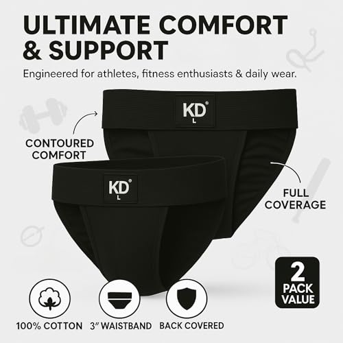KNK Regent Men’s Cotton Gym Supporter Jockstrap | 100% Cotton | 3” Waistband | Back Covered2