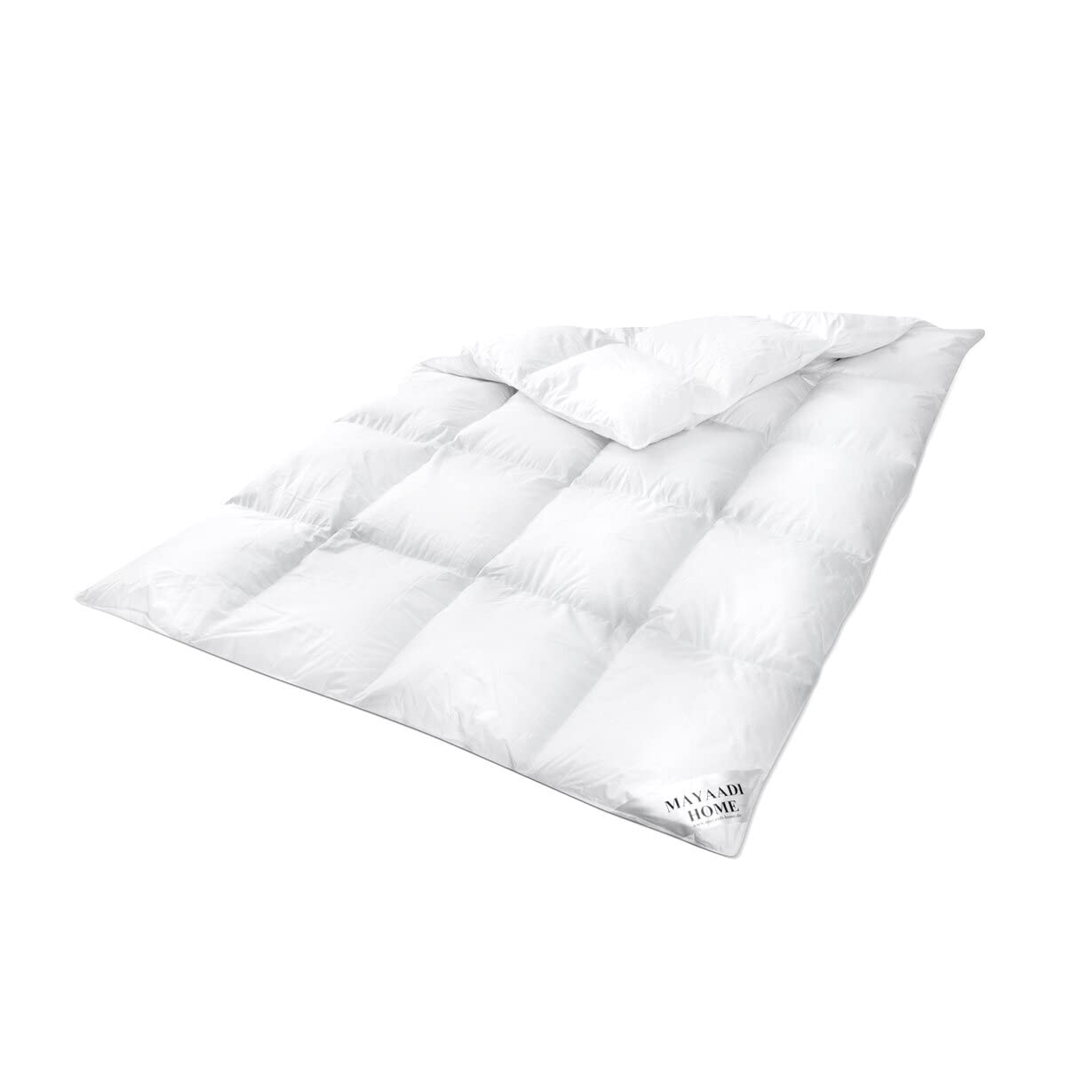 Mayaadi Home Daunendecke, 240 × 260 cm, 2000 g, 70% Gänsedaunen / 30% Federn, 100% Baumwolle, in Europa hergestellt, allergikergeeignet
