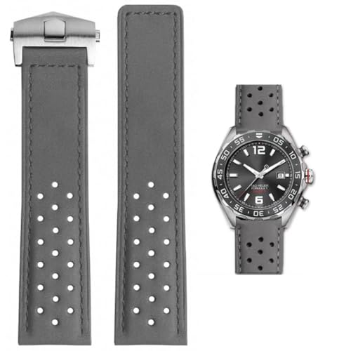 HEYOZURY Correa de Reloj Para Tag Heuer 22mm Aquaracer Monaco Serie Diseño Perforado Pulsera de Reemplazo con Pulsera Original Compatible con Tag Heuer reloj Hombre