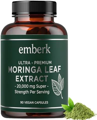 Moringa Capsules -20,000 mg Strength, Concentrated and Standardized 20X Extract, Energy, Metabolism, & Immune Support. Non-GMO-90 Count Vegan Capsules (1pcs)