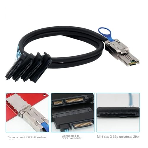 S-AS 8088 Turn 4SFF-8482 29+15P Cable SATA para Disco Duro miniatura 4