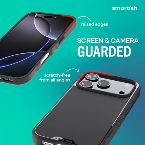 Image of Smartish iPhone 17 Pro MagSafe Case + Screen Protector - Magnetic Slim Case - Protective Thin Grip Cover + 2-Pack Tempered Glass Screen Protectors for Apple iPhone 17 Pro - Black Tie Affair
