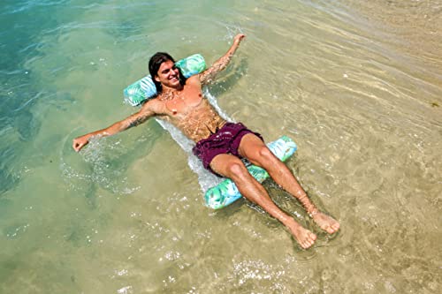 Poolcandy The Resort Collection Water Hammock with Palm Print - Stylish & Comfortable Lounging Accessory for The Pool or Beach, 4-in-1 Palm Print Hammock Pool Float