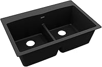 Vista 3 de Elkay ELGDLB3322 Cuarzo Clásico 33 "Drop In Double Basin Quartz Composite Kitchen Fregadero - Negro