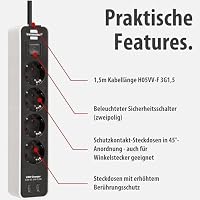 Brennenstuhl Ecolor Steckdosenleiste 4-Fach mit USB-Ladebuchse – Ansicht 3