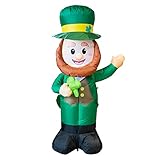 FUNPENY 4 Feet Inflatable St Patrick's Day Decoration, Blow Up Leprechaun with...