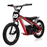 Electric Dirt Bike for Kids, 250W Electric Motorcycle, Electric Balance Bike for Ages 6-12, Up to 15.53MPH & 3 Speed Settings, 24V Detachable Battery, 16IN Off-Road Tires, Red