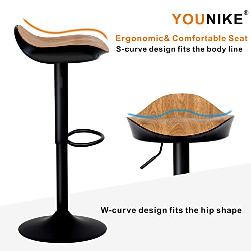 Younike Barstools Pu&Plastic Counter Height Bar Stools Adjustable Swivel Bar Chairs With Footrest, Ergonomic Streamlined Kitchen Island Stools,Home And Kitchen(Set Of 2,Pu Brown) #TOP7
