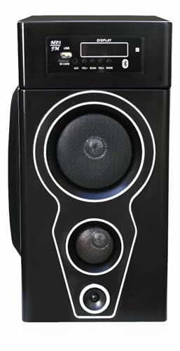 Image of HEERA-1(Tejas) Tower Speaker with 90W RMS,20.32cm (6 inch) subwoofer,4 inch Speakers, 60cm Height of Tower - Wired mic /Remote Support Bluetooth /Aux /FM /USB /Pen Drive (Black)