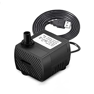 LNIDEAS USB Mini Wasserpumpe, kleine Tauchpumpe für Aquarium, Teich, Brunnen, Garten Keine Geräusch, Aquarium Pumpe Klein mit Fluss-Einstellung 350L/H, Max Höhe 1 Meter，Kabel 1.5m + 2 Düsen