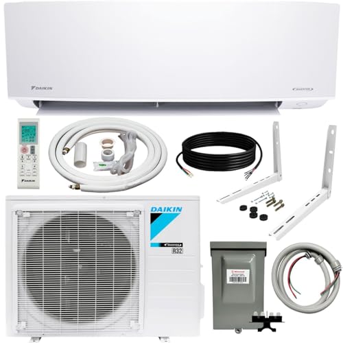 Daikin 12,000 Btu 21 SEER2 Oterra Series Ductless Mini-Split Wall Mount Heat Pump Air Conditioner - R32 w/Installation Kit, 1/2 Whip, 30A Disconnect and Wall Bracket