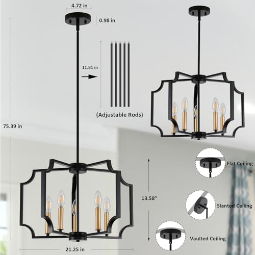 Aklmxcg 7087-5 Black And Gold Chandelier thumb #4