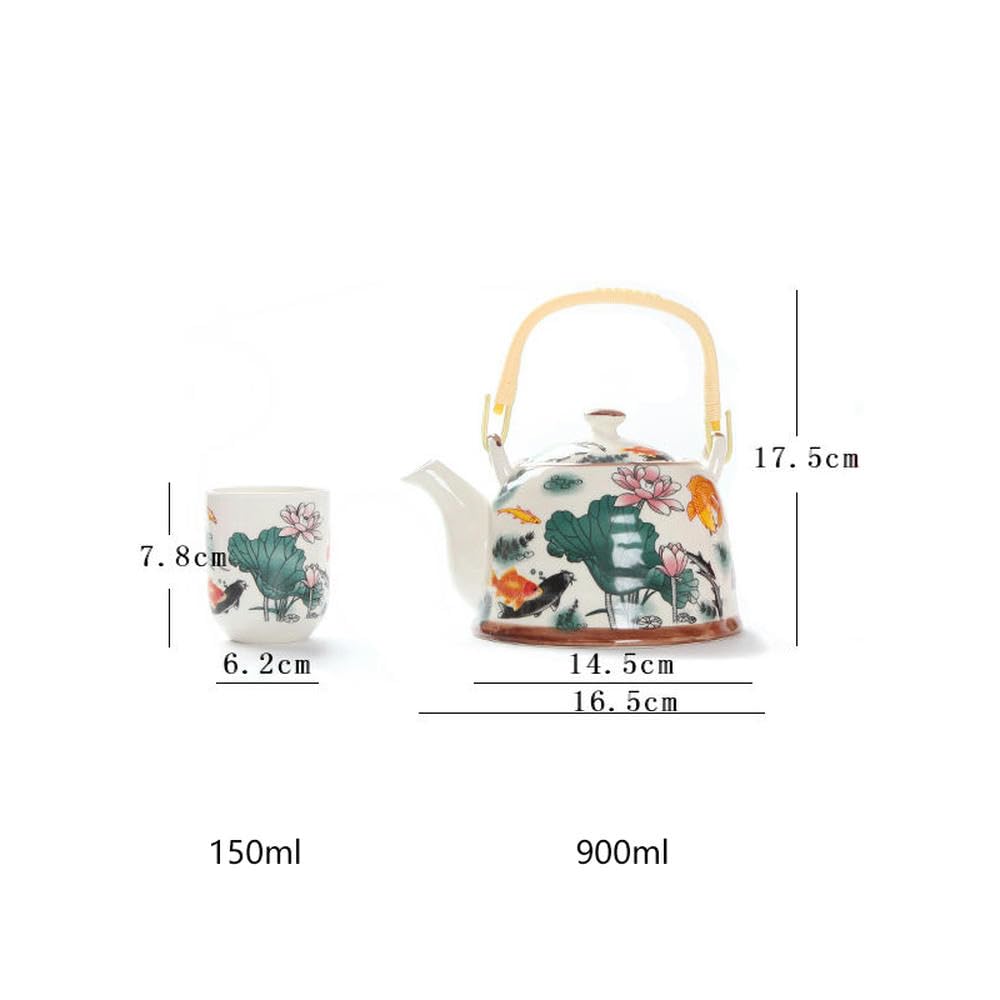 Dzbanek z prezentami 1 garnek 6 filiżanek kreatywny ceramiczny zestaw do herbaty ręcznie robiony czajniczek kubek porcelanowy prezent GungFu herbata kwiatowa Teaware podróż biurowa Teaware(Dragonfly)