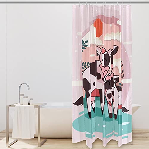 Rideau de douche vache rose 167x182 cm motif bovin original - 3